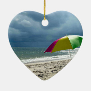 Beach Umbrella Heart Ceramic Tree Decoration
