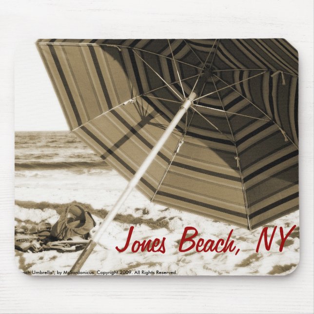 "Beach Umbrella" Jones Beach, NY Mousepad (Front)
