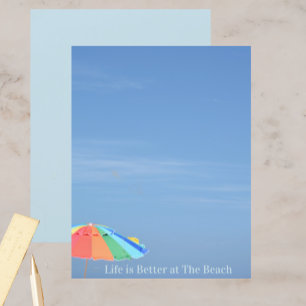 Beach Umbrella Life is Better Blue Scrapbook paper