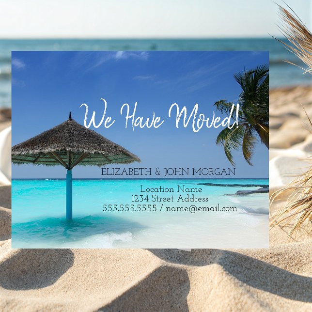  Beach Umbrella Moving  Announcement Postcard (Creator Uploaded)