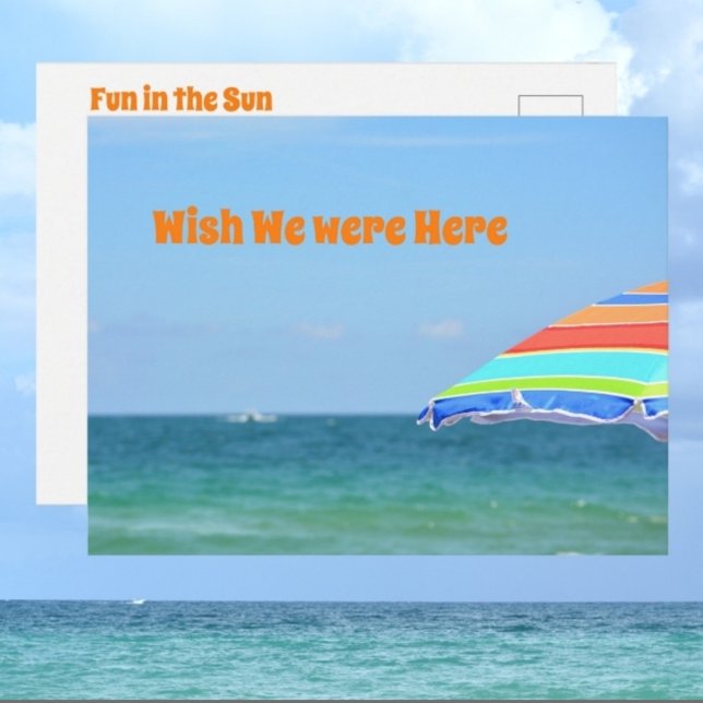 Beach Umbrella Ocean View Photographic Postcard (Creator Uploaded)
