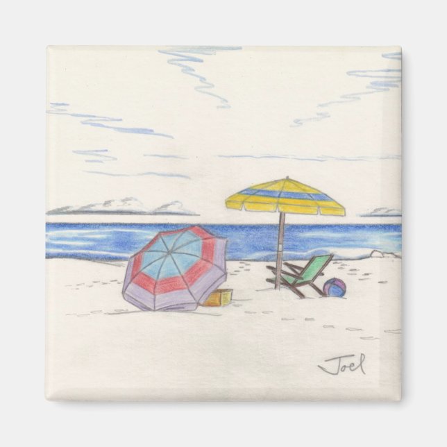 BEACH UMBRELLAS magnet (square) (Front)