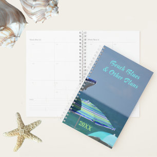 Beach Umbrellas Shades of Blue Customisable Planner