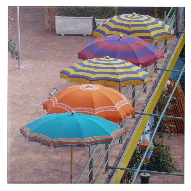 Beach umbrellas view ceramic tile (Front)
