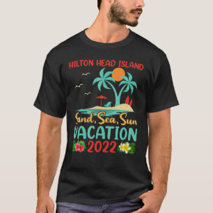 Beach Vacation 2022 Retro Sunset Hilton Head Islan T-Shirt