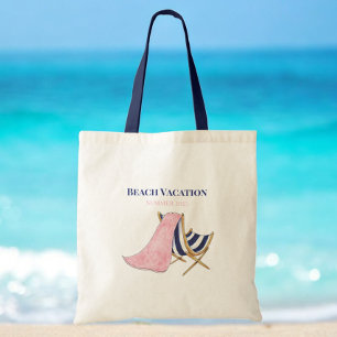 Beach Vacation Beach Chair Custom Keepsake Tote Bag