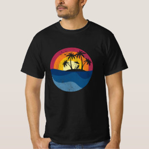 beach vacation gift vintage sea sunset T-Shirt