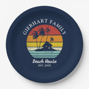 Beach Vacation House Family Reunion Seaside Paper Plate