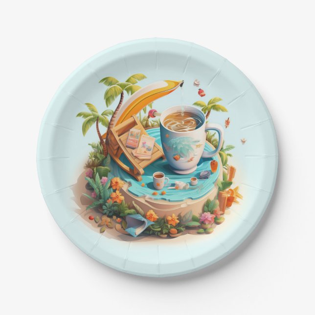 Beach Vacation Paper Plate (Front)