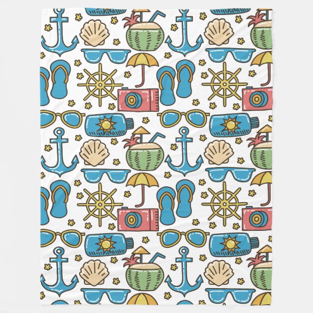 Beach Vacation Pattern fleece blankets (Front)