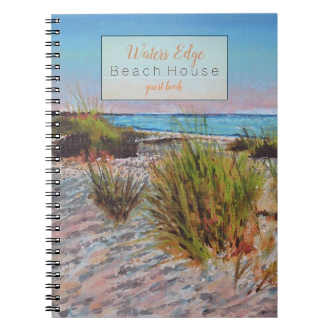 Beach Vacation Rental Guest Book With Coastal Art (Front)