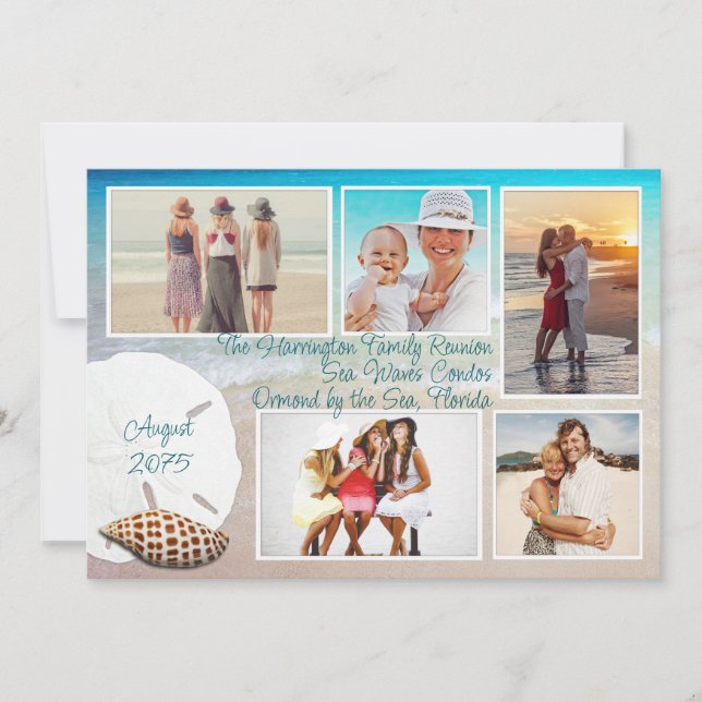 Beach Vacation Reunion Multi Photo Cards (Front)