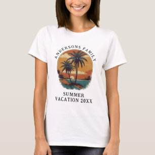 Beach Vacation Tropical Palm Tree Family Name T-Shirt