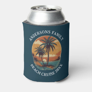 Beach Vacation Tropical Palm Tree Family Reunion   Can Cooler