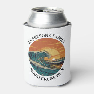 Beach Vacation Tropical Palm Tree Family Reunion Can Cooler