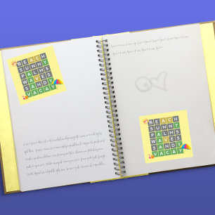 Beach Vacation Word Puzzle Game Fun Vacay Square Sticker