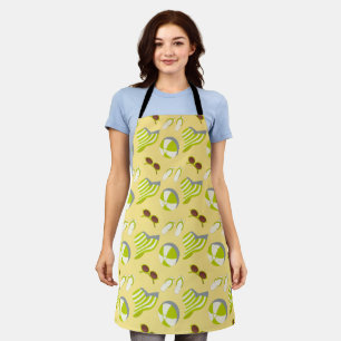 Beach vacay pattern with sunglasses and sun hat apron