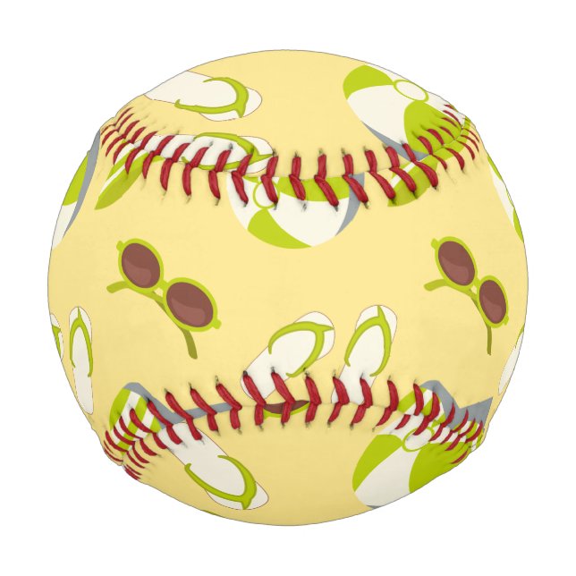 Beach vacay pattern with sunglasses and sun hat  baseball (Back)