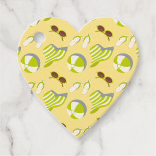 Beach vacay pattern with sunglasses and sun hat  favour tags
