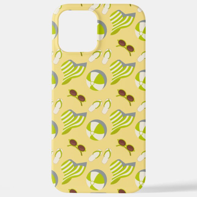 Beach vacay pattern with sunglasses and sun hat  iPhone case (Back)