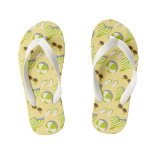 Beach vacay pattern with sunglasses and sun hat kid's jandals