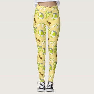 Beach vacay pattern with sunglasses and sun hat  leggings
