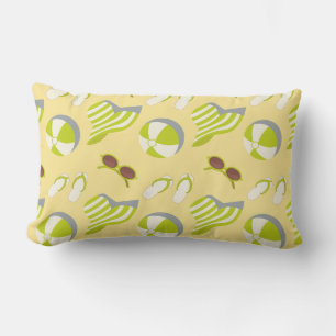 Beach vacay pattern with sunglasses and sun hat lumbar cushion