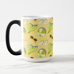 Beach vacay pattern with sunglasses and sun hat  magic mug