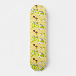 Beach vacay pattern with sunglasses and sun hat skateboard
