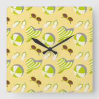 Beach vacay pattern with sunglasses and sun hat 