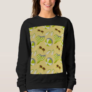 Beach vacay pattern with sunglasses and sun hat sweatshirt