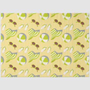 Beach vacay pattern with sunglasses and sun hat tissue paper