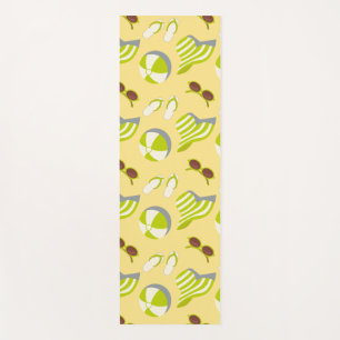 Beach vacay pattern with sunglasses and sun hat yoga mat