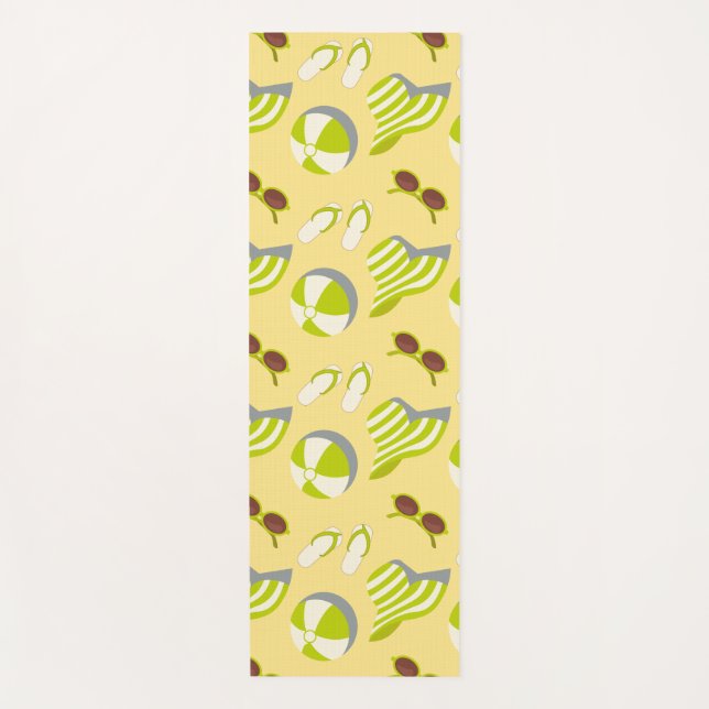 Beach vacay pattern with sunglasses and sun hat  yoga mat (Front)