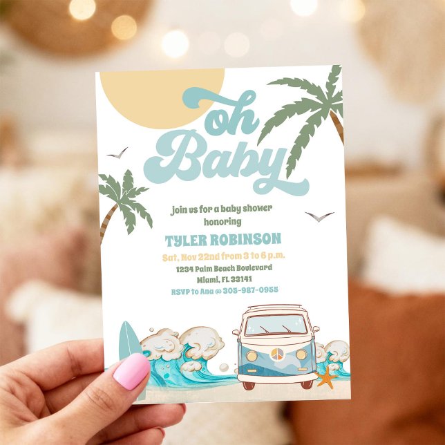 Beach Van Baby Shower Invitation (Creator Uploaded)