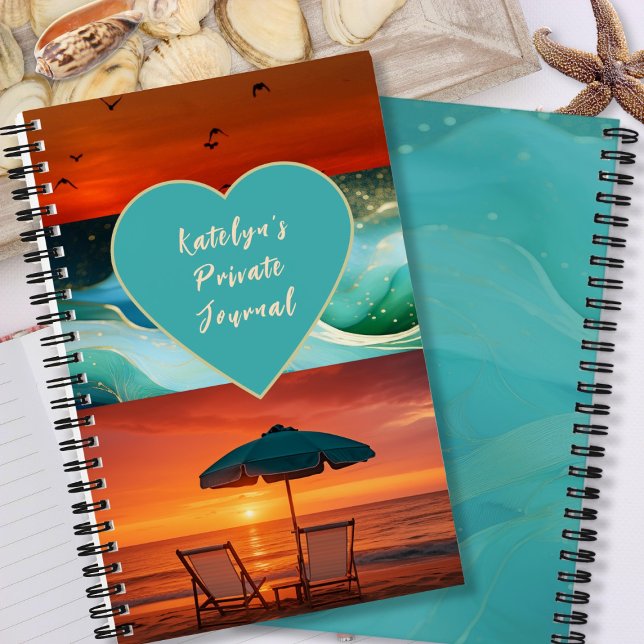 Beach Vibe Sunset Personalised Spiral Notebook (Creator Uploaded)