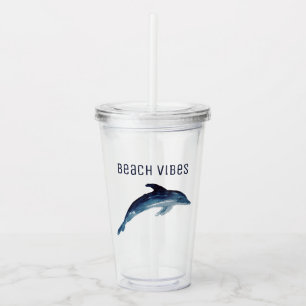 BEACH VIBES AND WATERCOLOR DOLPHIN Tumbler