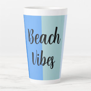 Beach Vibes, Blue Stripes Latte Mug