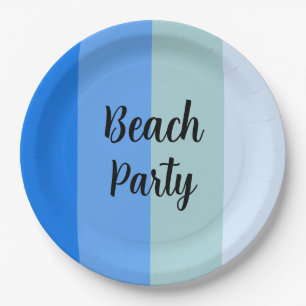 Beach Vibes, Blue Stripes Paper Plate