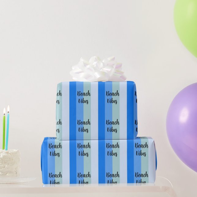 Beach Vibes, Blue Stripes Wrapping Paper (Party Gifts)