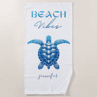  Beach Vibes Blue Watercolor Sea Turtle 