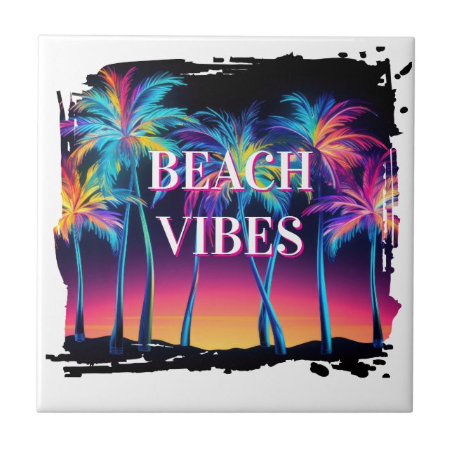 Beach Vibes Ceramic Tile (Front)