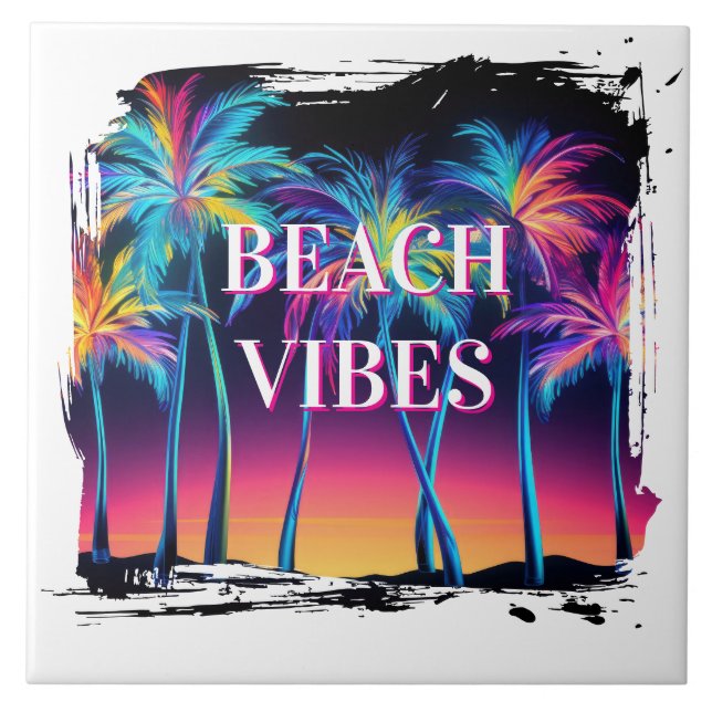 Beach Vibes Ceramic Tile (Front)