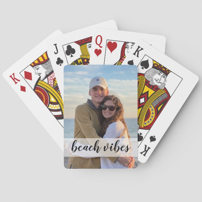 Beach vibes custom photo game night gift playing cards (Back)