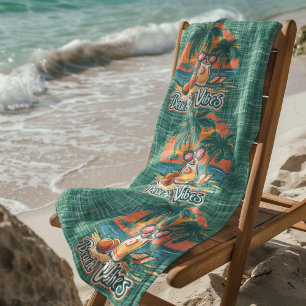Beach Vibes Dark Green Beach Towel