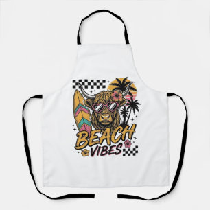 Beach Vibes Highland Cow Summer Vector Art_1 Apron