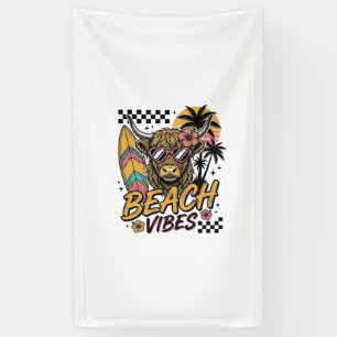 Beach Vibes Highland Cow Summer Vector Art_1 Banner