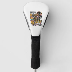 Beach Vibes Highland Cow Summer Vector Art_1 Golf Head Cover