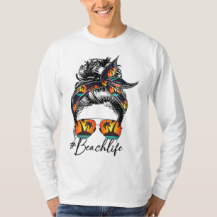 Beach Vibes Messy Bun Sunglasses Summer Lover T-Shirt
