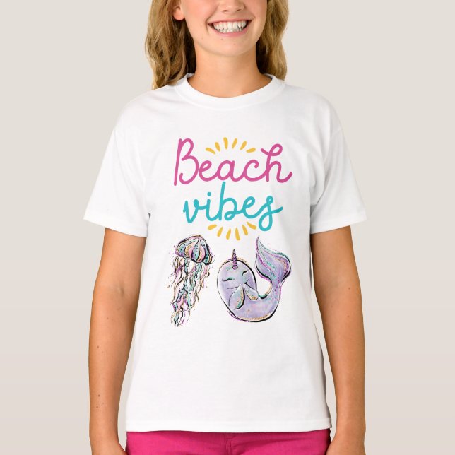 Beach Vibes Narwhale T-Shirt (Front)